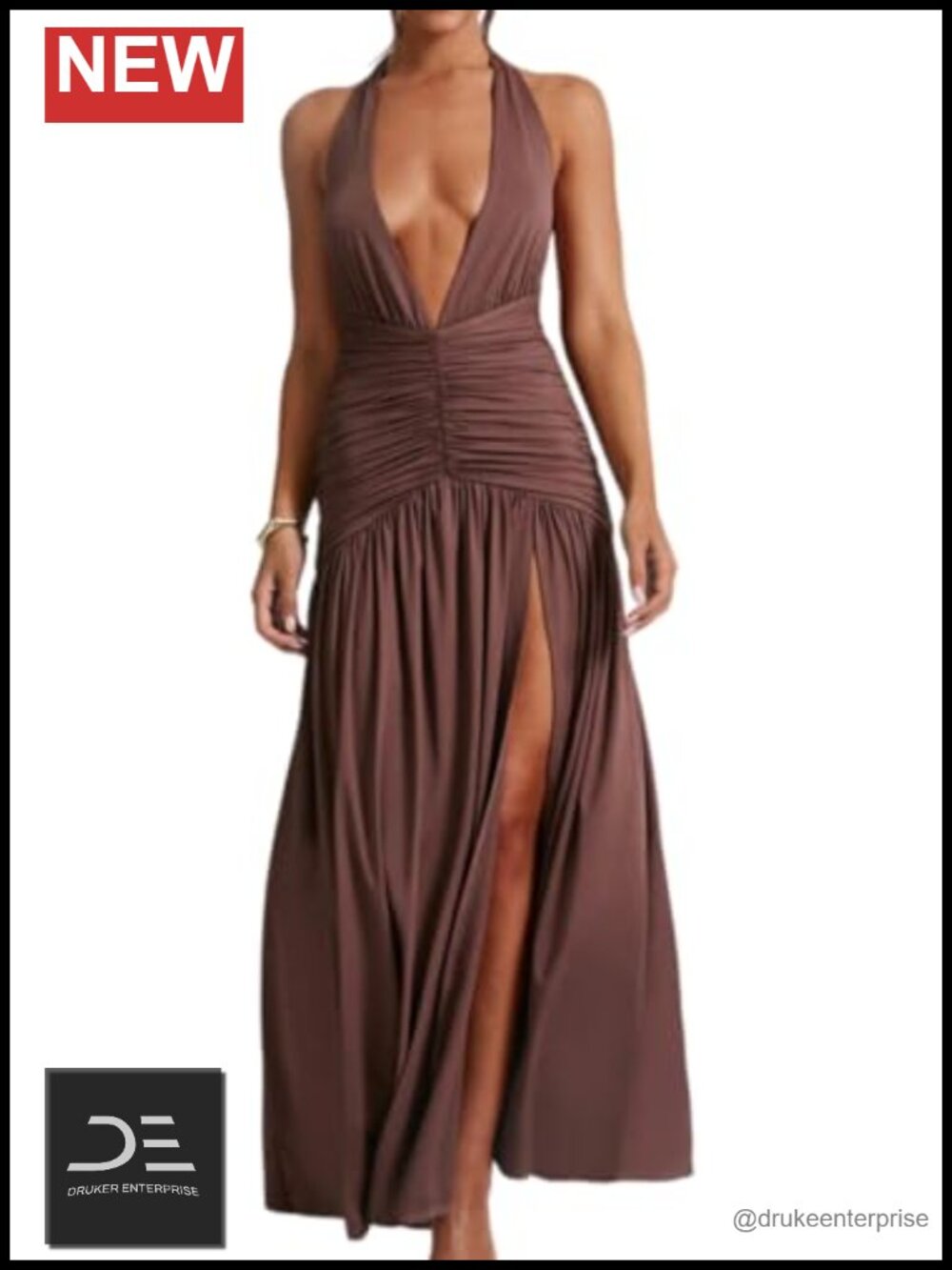 Sleeveless Halter Backless Maxi Dress Side Slit Summer Party